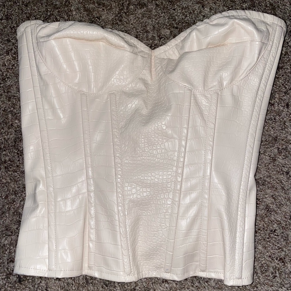 Prettylittlething faux leather corset
